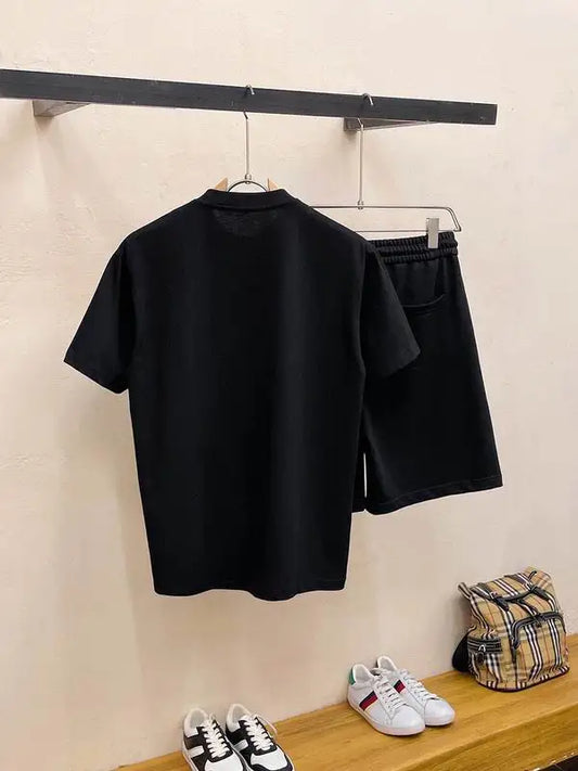 Chrome Hearts Black T - shirt And Shorts Set With Red Graphic Design