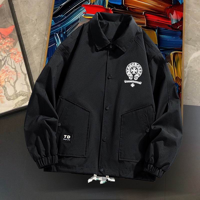Chrome Hearts Style Beige Jacket With Embroidered Logo And Pockets