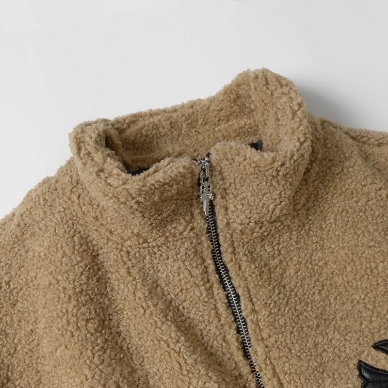 Chrome Hearts Inspired Brown Sherpa Jacket With Cross Patch