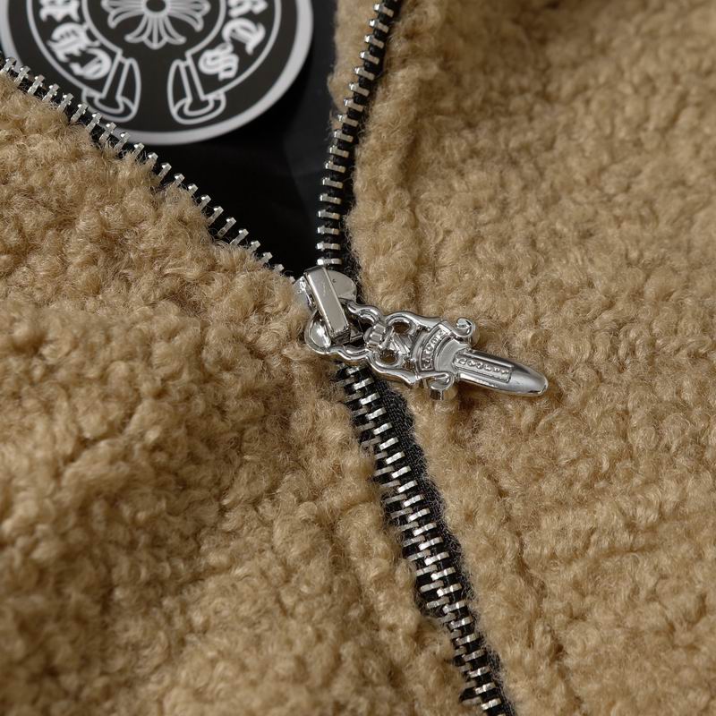 Chrome Hearts Inspired Brown Sherpa Jacket With Cross Patch