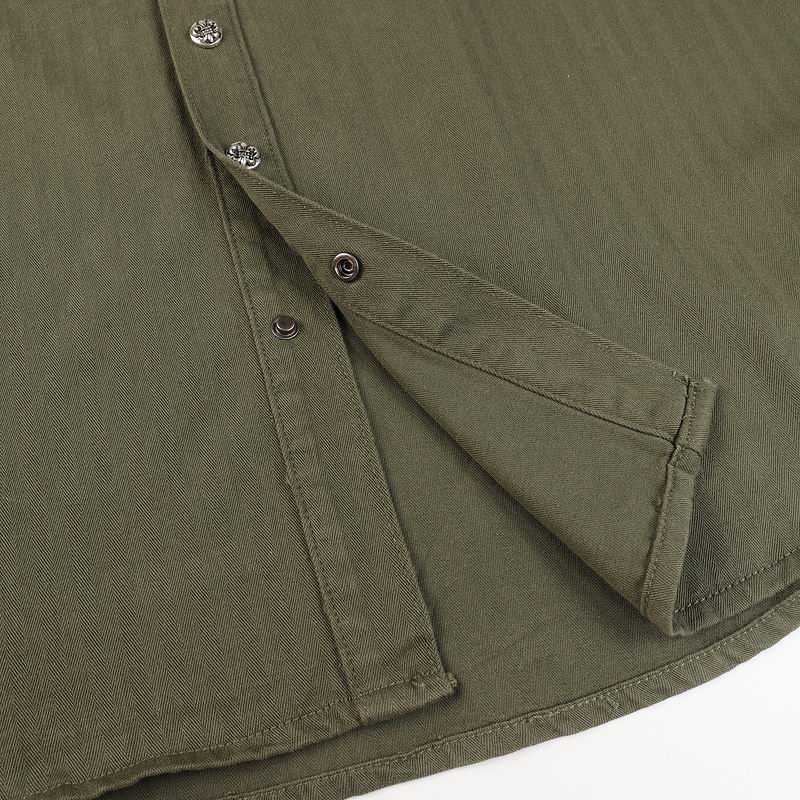Chrome Hearts Style Olive Green Oversized Shirt Jacket with Pockets