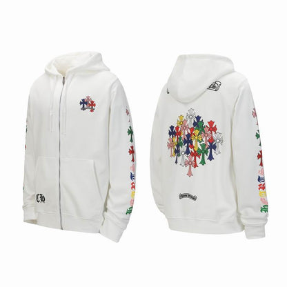 Chrome Hearts Inspired Black Hoodie with Colorful Cross Patterns