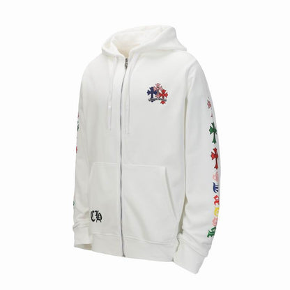 Chrome Hearts Inspired Black Hoodie with Colorful Cross Patterns