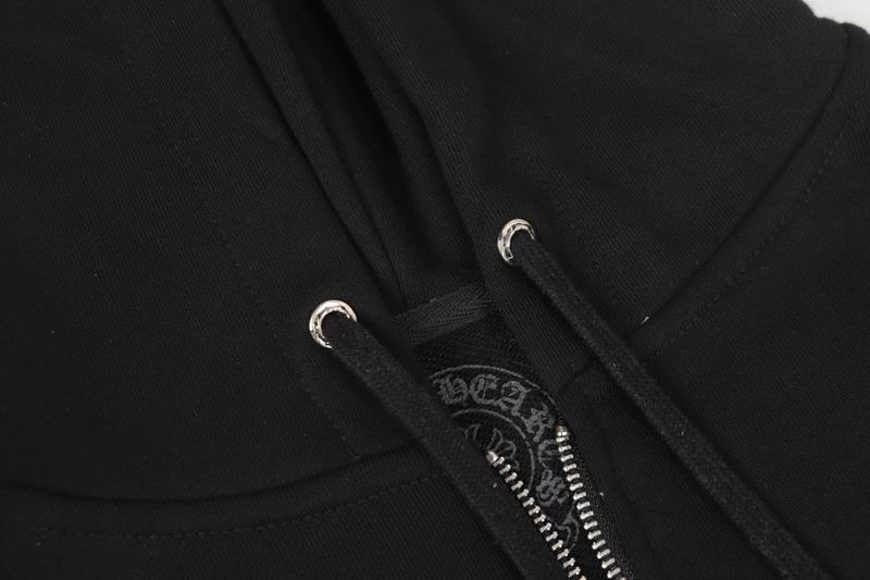 Chrome Hearts Inspired Black Zip Up Hoodie with Red Cross Motifs