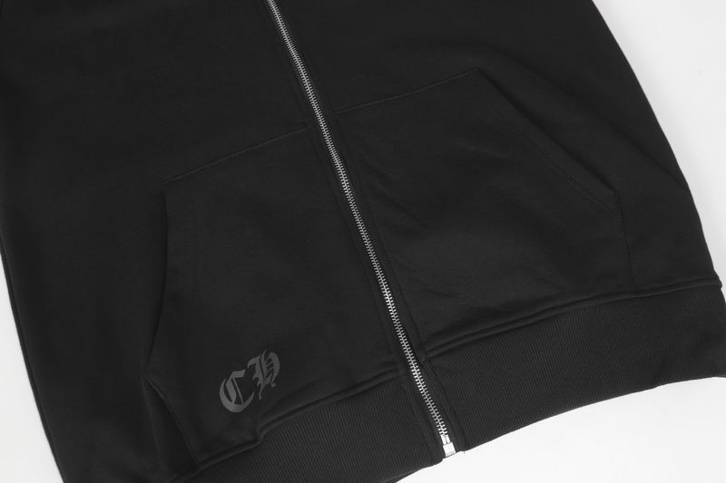 Chrome Hearts Inspired Black Zip - Up Hoodie Jacket with Colorful Accents