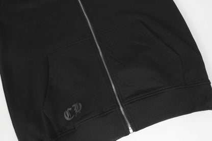 Chrome Hearts Inspired Black Zip - Up Hoodie Jacket with Colorful Accents