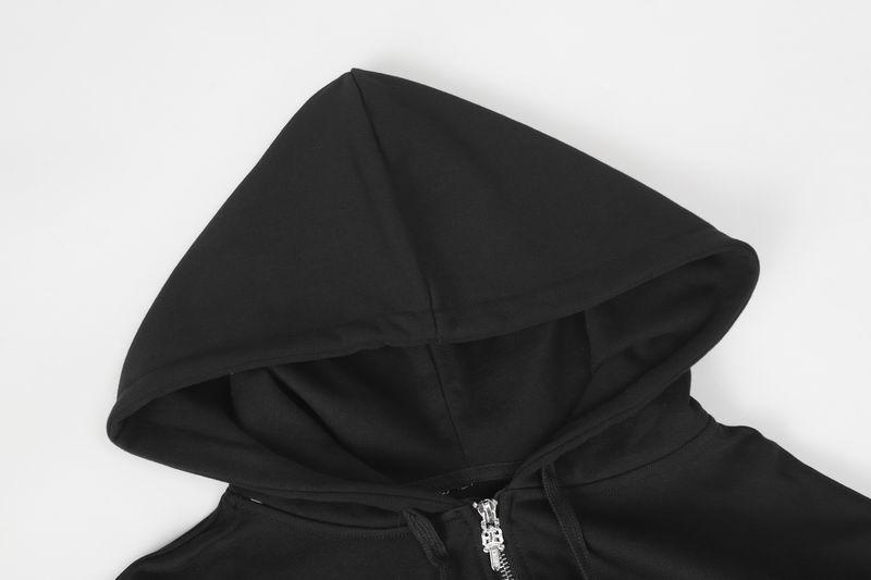 Chrome Hearts Inspired Black Zip - Up Hoodie Jacket with Colorful Accents