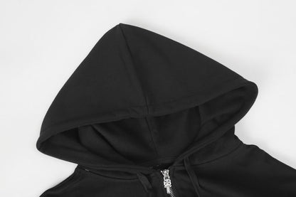 Chrome Hearts Inspired Black Zip - Up Hoodie Jacket with Colorful Accents