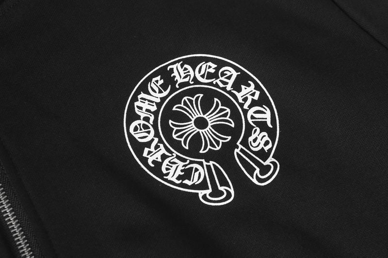 Chrome Hearts Inspired Black Zip - Up Hoodie Jacket with Colorful Accents