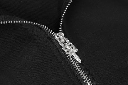 Chrome Hearts Inspired Black Zip - Up Hoodie Jacket with Colorful Accents