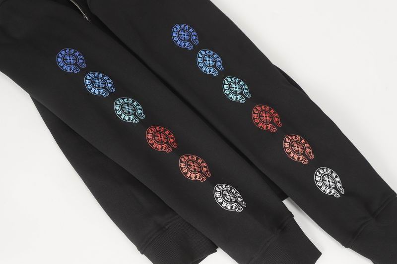 Chrome Hearts Inspired Black Zip - Up Hoodie Jacket with Colorful Accents