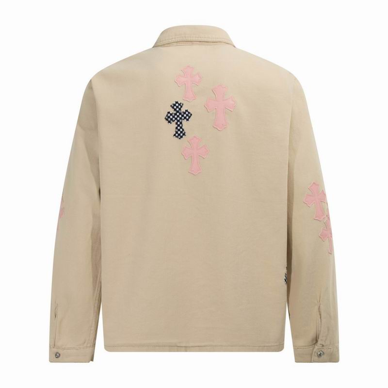 Chrome Hearts Inspired Beige Jacket With Cross Patches