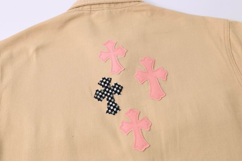 Chrome Hearts Inspired Beige Jacket With Cross Patches