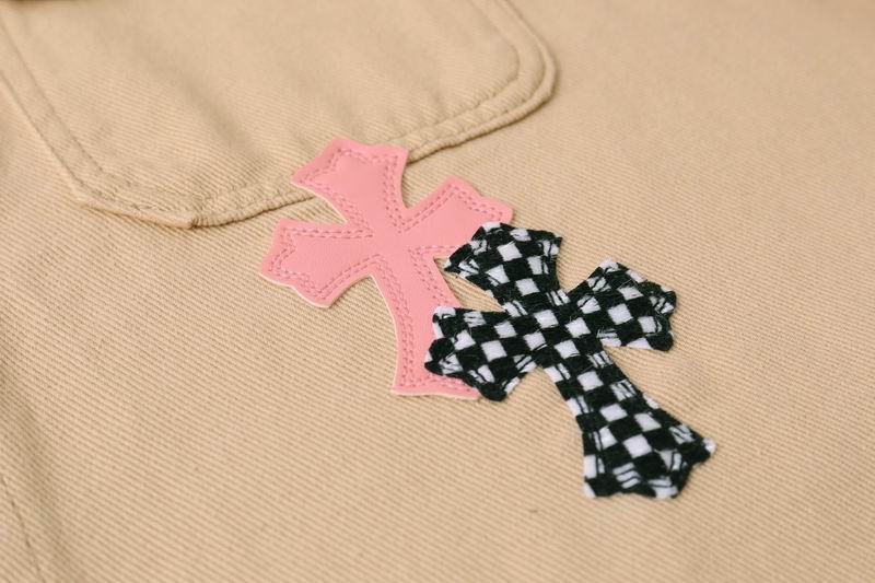 Chrome Hearts Inspired Beige Jacket With Cross Patches