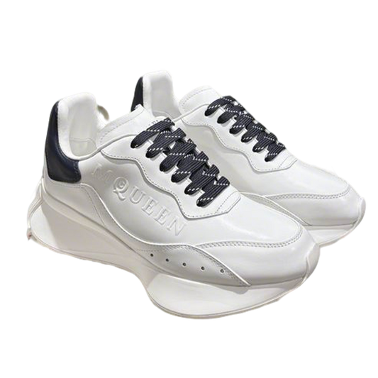 Stylish Alexander McQueen Oversized Sneakers In White And Navy For Fashion Forward Individuals