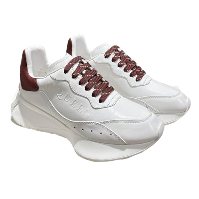 Stylish Alexander McQueen Oversized Sneakers White With Burgundy Accents For Fashion Lovers
