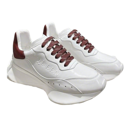 Stylish Alexander McQueen Oversized Sneakers White With Burgundy Accents For Fashion Lovers