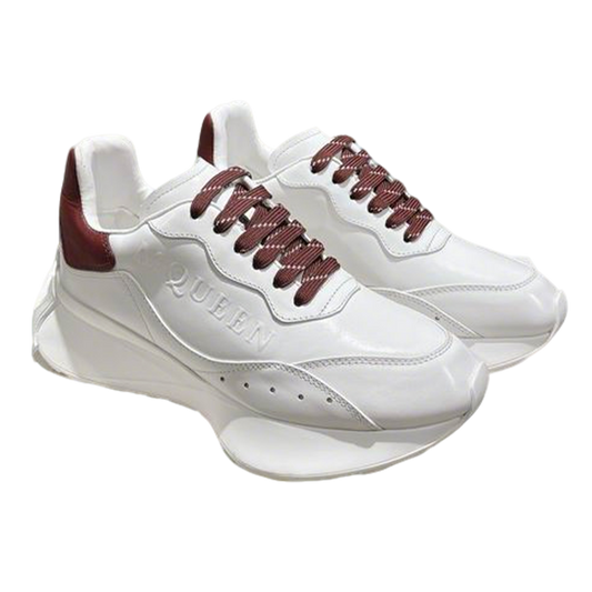 Stylish Alexander McQueen Oversized Sneakers White With Burgundy Accents For Fashion Lovers