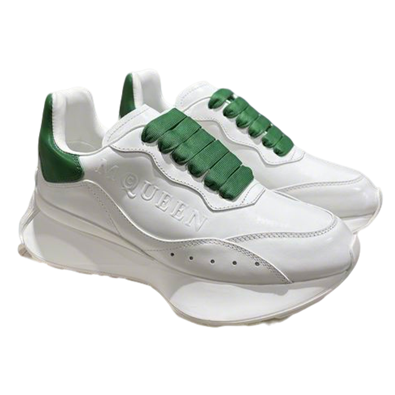 Stylish Alexander McQueen Oversized Sneakers In White And Green For Fashion Enthusiasts