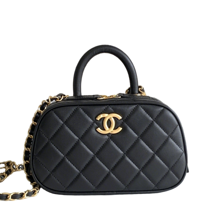 Chanel Maxi Black Quilted Handbag With Gold CC Logo And Chain Strap S5572