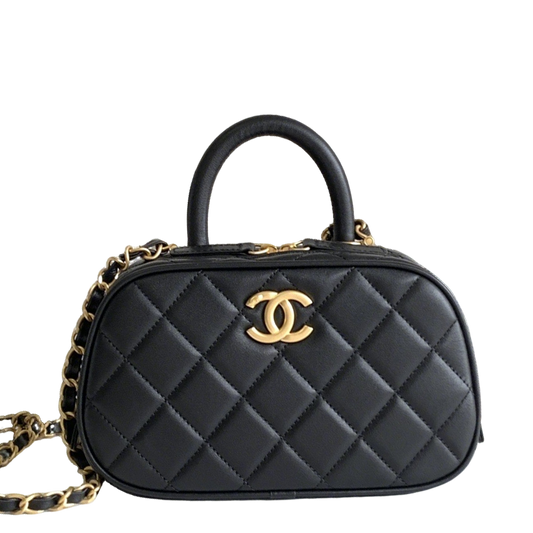 Chanel Maxi Black Quilted Handbag With Gold CC Logo And Chain Strap S5572
