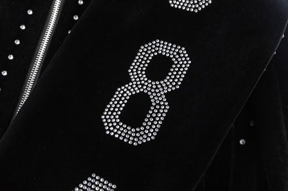Dolce Gabbana Black Velvet Jacket With Rhinestone Logos And Studs