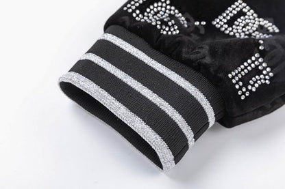 Dolce Gabbana Crystal Monogram Black Jacket With Studded Collar