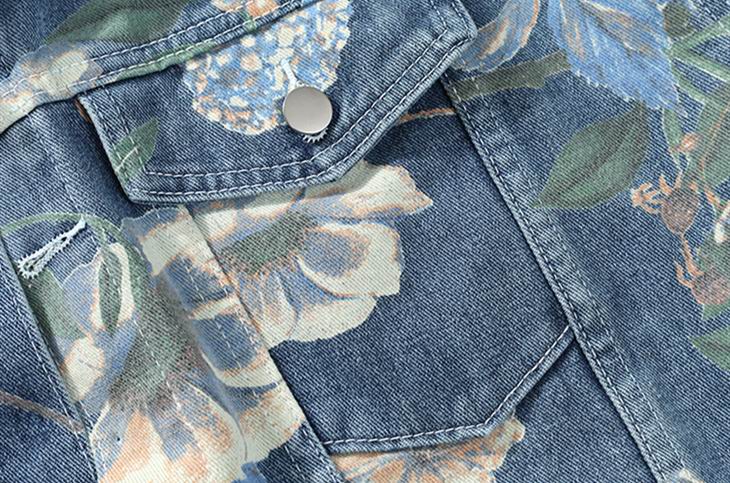 Dolce & Gabbana Inspired Floral Denim Jacket With Logo Detail