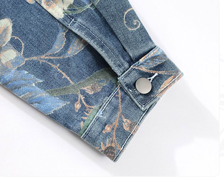 Dolce & Gabbana Inspired Floral Denim Jacket With Logo Detail