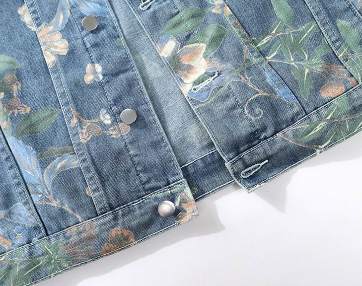 Dolce & Gabbana Inspired Floral Denim Jacket With Logo Detail
