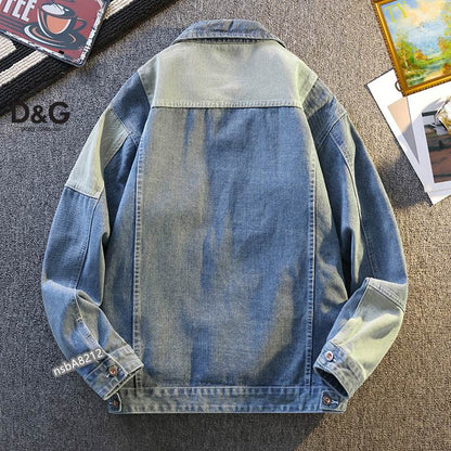 Dolce & Gabbana Inspired Patchwork Denim Jacket With Logo Accent