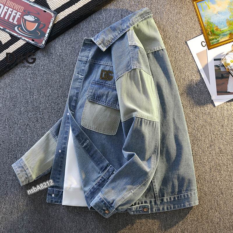 Dolce & Gabbana Inspired Patchwork Denim Jacket With Logo Accent