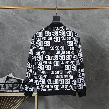 Dolce & Gabbana Inspired Black Bomber Jacket With Monogram Print