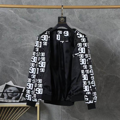 Dolce & Gabbana Inspired Black Bomber Jacket With Monogram Print