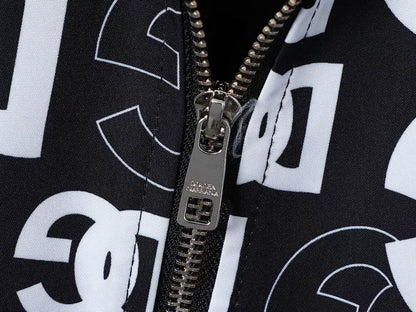 Dolce & Gabbana Inspired Black Bomber Jacket With Monogram Print