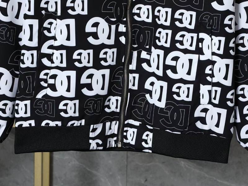 Dolce & Gabbana Inspired Black Bomber Jacket With Monogram Print