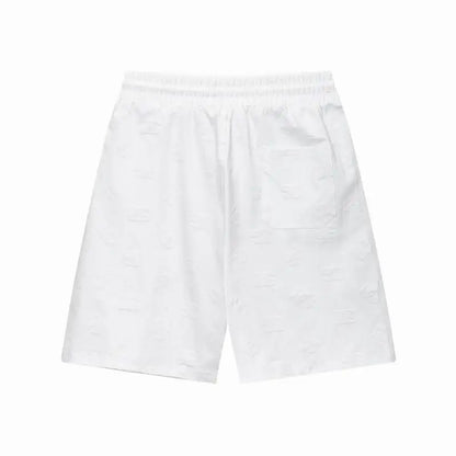 Dolce & Gabbana White Textured Shorts With Branded Patch