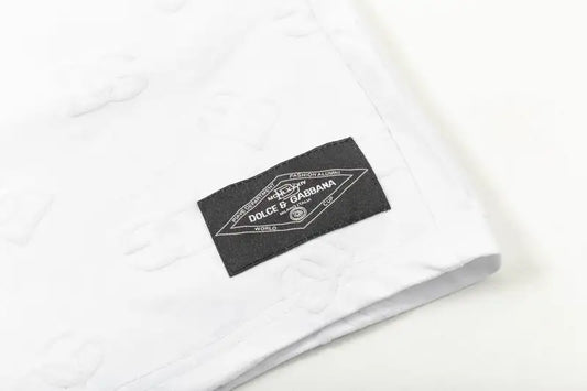 Dolce & Gabbana White Textured Shorts With Branded Patch