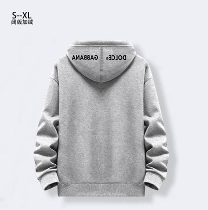 Dolce & Gabbana Grey Hoodie With Brand Logos On Hood And Body For Fashion Fans