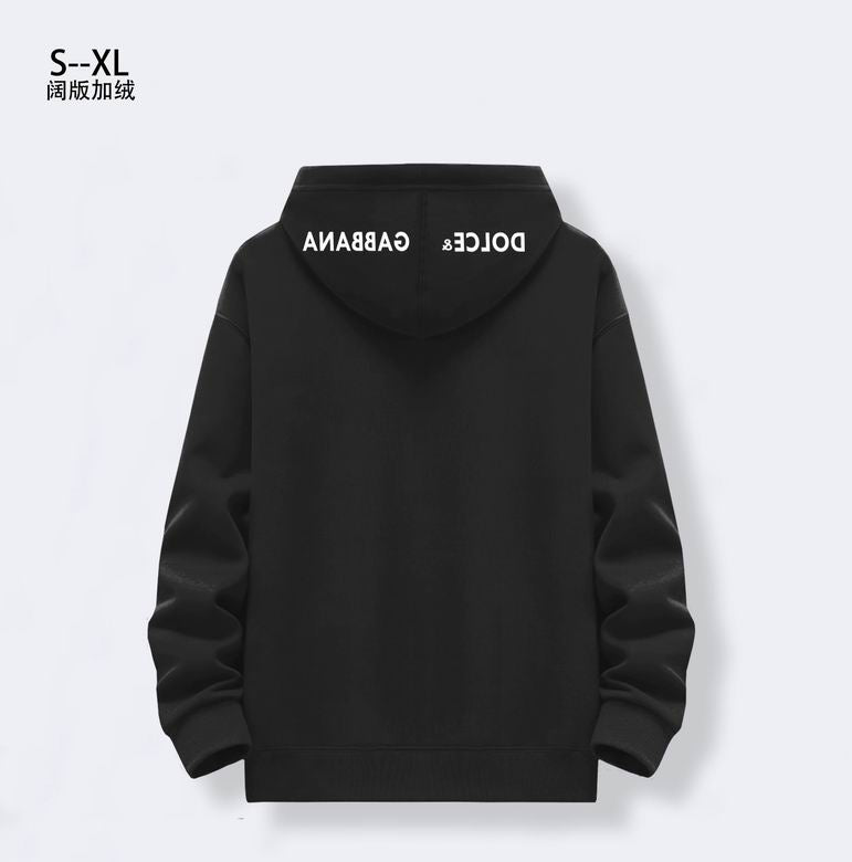 Dolce & Gabbana Grey Hoodie With Brand Logos On Hood And Body For Fashion Fans
