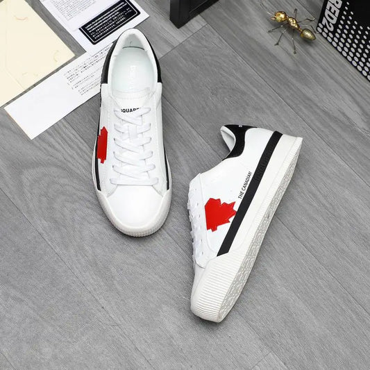 DSQUARED2 White Casual Sneakers With Red Accent And "THE CANADIAN" Text