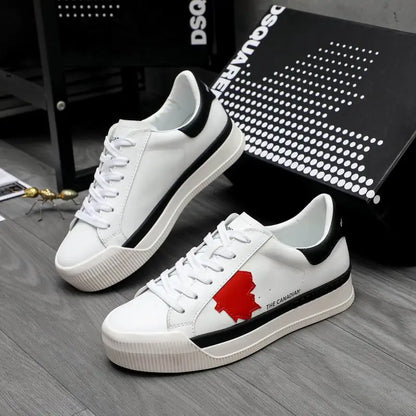 DSQUARED2 White Casual Sneakers With Red Accent And "THE CANADIAN" Text