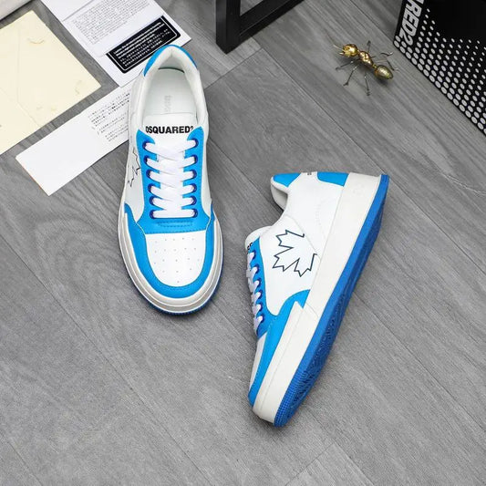 DSQUARED2 White And Blue Casual Sneakers With Maple Leaf Design
