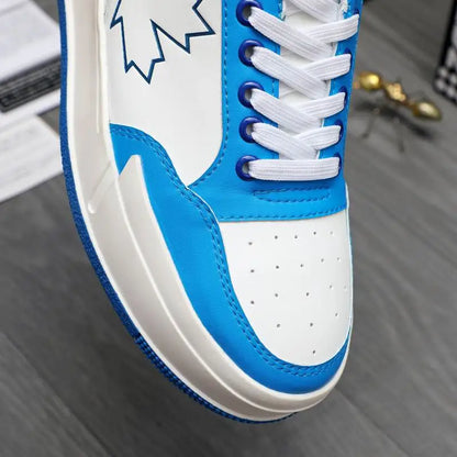 DSQUARED2 White And Blue Casual Sneakers With Maple Leaf Design