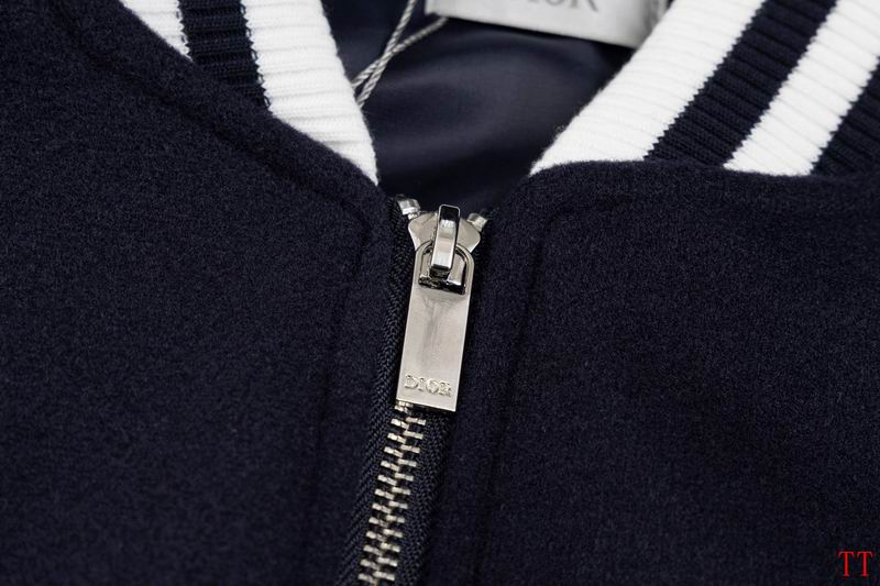 Dior Navy Blue Bomber Jacket With Signature Stripes And CD Logo