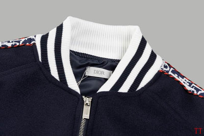 Dior Navy Blue Bomber Jacket With Signature Stripes And CD Logo
