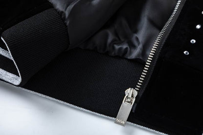 Dior Black Velvet Jacket With Rhinestone Embellishments And Brand Lettering