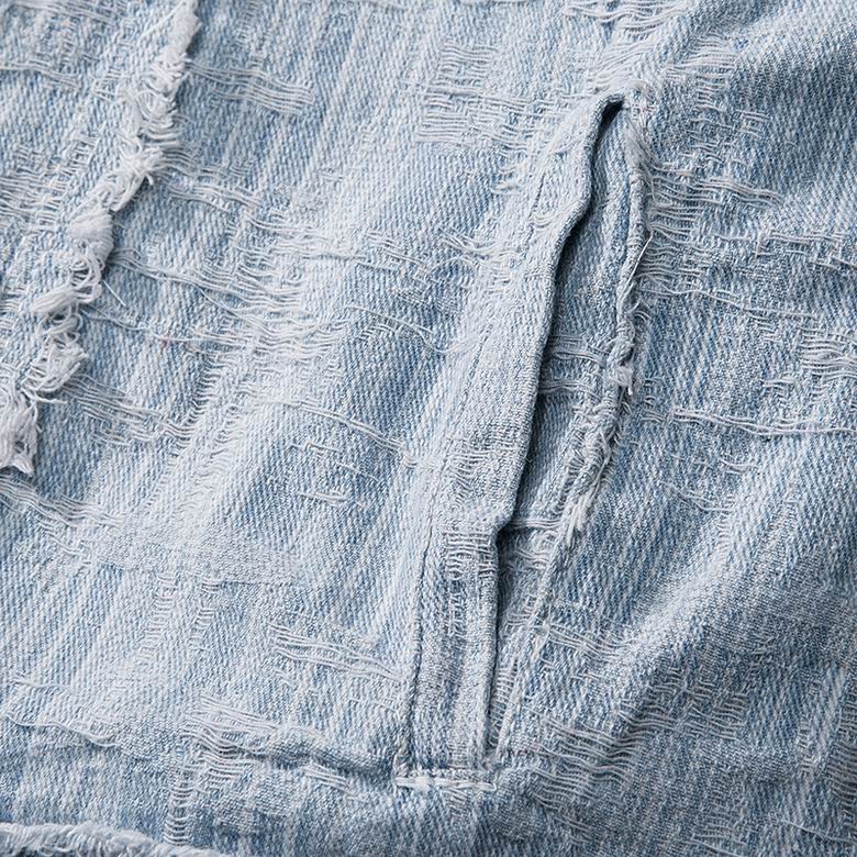 Dior Light Blue Distressed Denim Jacket With Colorful Embroidered Logo