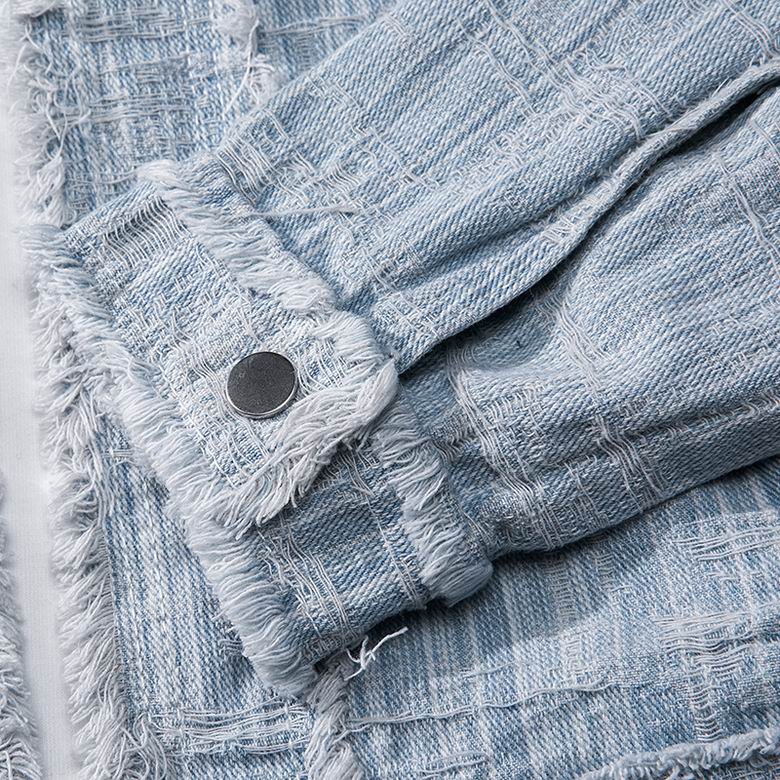 Dior Light Blue Distressed Denim Jacket With Colorful Embroidered Logo