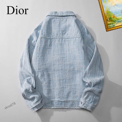 Dior Light Blue Distressed Denim Jacket With Colorful Embroidered Logo